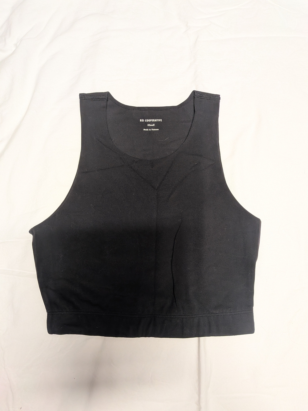 REI Cooperative Black Ribbed High-Neck Crop Tank